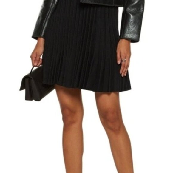 Maje Midnight Black A-Line Skirt with Pleated Design - Picture 5 of 5